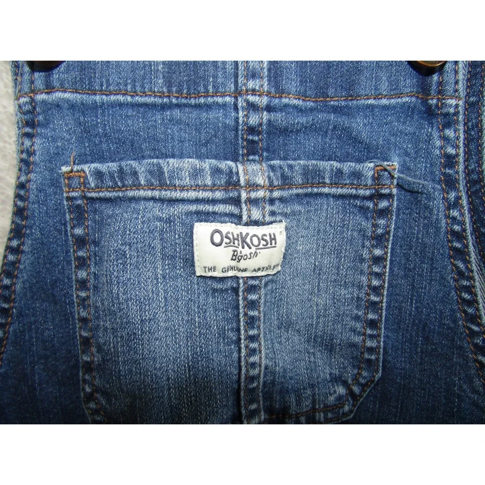 OshKosh B'gosh‎ Denim Overalls Blue Jean Distressed Raw Hem Kids Size 8